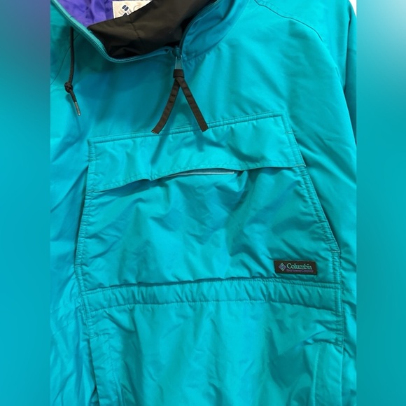 LIKE NEW VINTAGE Columbia Radial Sleeve Pullover Jacket Teal 1/4 Zip Windbreaker - Picture 4 of 15